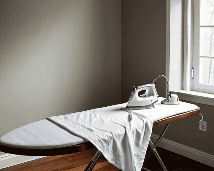 Ironing dress shirt for crisp finish