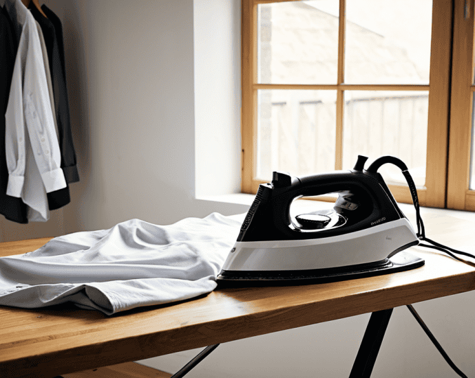 Ironing dress shirt for crisp finish