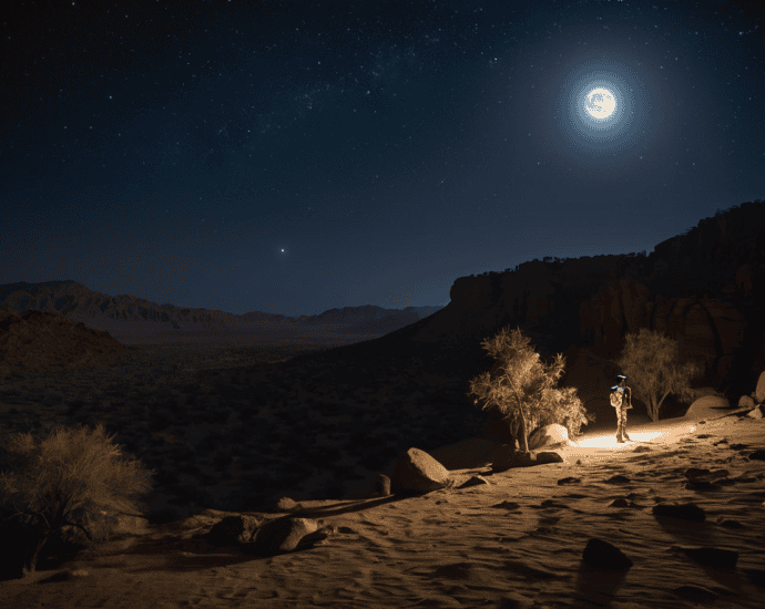 Noctourism under starry night sky